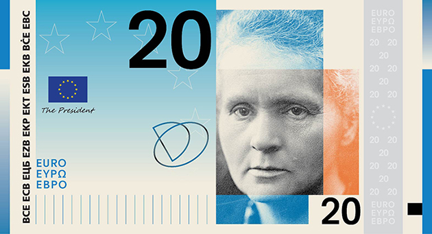 Maria Skłodowska-Curie czy jednak ptaszki na banknocie euro?